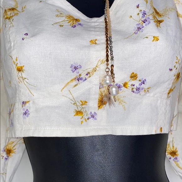 H&M Cream and Gold Bustier Crop Blouse - Picture 6 of 11